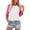 Pink1, variant on fatyb Women's 3/4 Length Sleeve Shirts Crewneck Casual Blouses Colorblock Patchwork Loose Tee Shirts