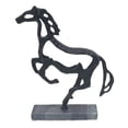 thumbnail image 6 of Galloping Horse Sculpture for Home Decor - Metal and Marble Accent Statue for Living Room, Office, Shelf or Coffee Table - Ornaments Figurine Accent for Bathroom and Kitchen Counter - 14", Black, 6 of 14