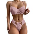 thumbnail image 1 of Gibobby Sujetador De Encaje Para Mujer Conjunto De Lencería Erótica Cuello V Lencería erótica Sexy para Mujer, Vestido de Piel Sexy y Casual, Mujer Sexy(Rosa, M), 1 of 5