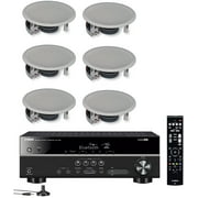 Yamaha 5.1-Channel Wireless Bluetooth 4K A/V Home Theater Receiver + Yamaha Easy-to-Install Natural Sound 2-Way Flush Mount In-Ceiling Speakers (Set of 6)