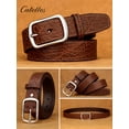 thumbnail image 6 of Catelles Men's Camel Genuine Leather Belt Stainless Steel Buckle, Perfect for Casual and Formal Occasions Gift by Box&For waist 44 In Width 1.5 In(3.8cm), 6 of 9