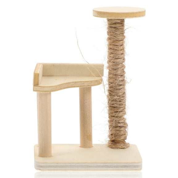 Mini House Wooden Cat Tree Desktop Ornament Pole Accessory Child