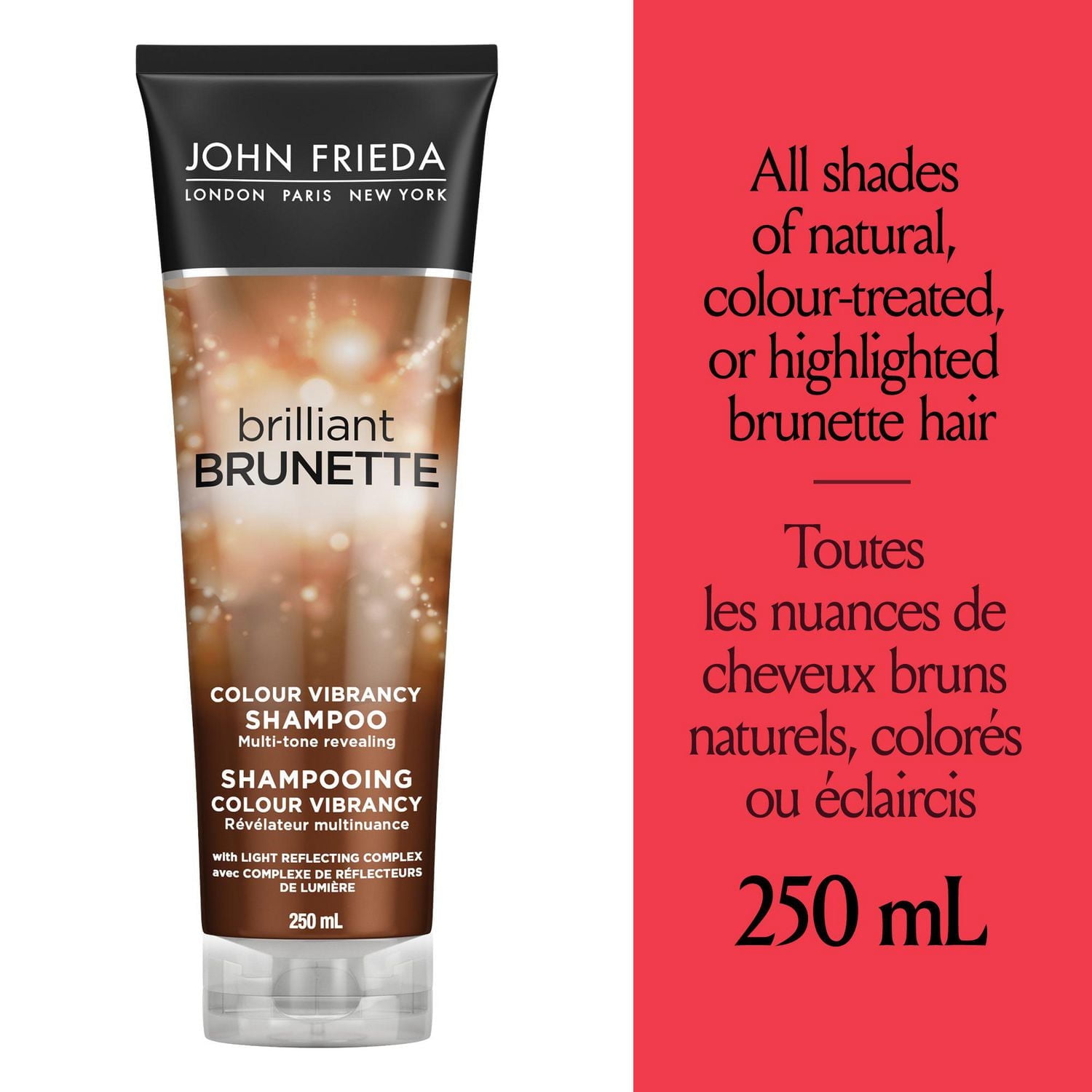 John Frieda Brilliant Brunette Colour Vibrancy Shampoo for Restored Tone and Texture, Shampoo | 250 mL