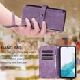 thumbnail image 4 of Wallet Case for Samsung Galaxy S24 5G, 9 Card Slots Retro Leather Wallet Shockproof Flip Cover with Hand Strap Card Slots Zipper Pocket Kickstand Handbag Magnetic Closure - Retro Purple, 4 of 16
