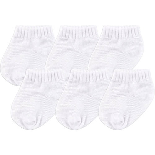 Luvable Friends No Show White Baby Socks, 6pk (Baby Boy or Baby Girl