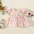 thumbnail image 3 of Robe Bébé Fille à Manches Courtes à Col Rond Floral Bowknot A-line, 3 of 9