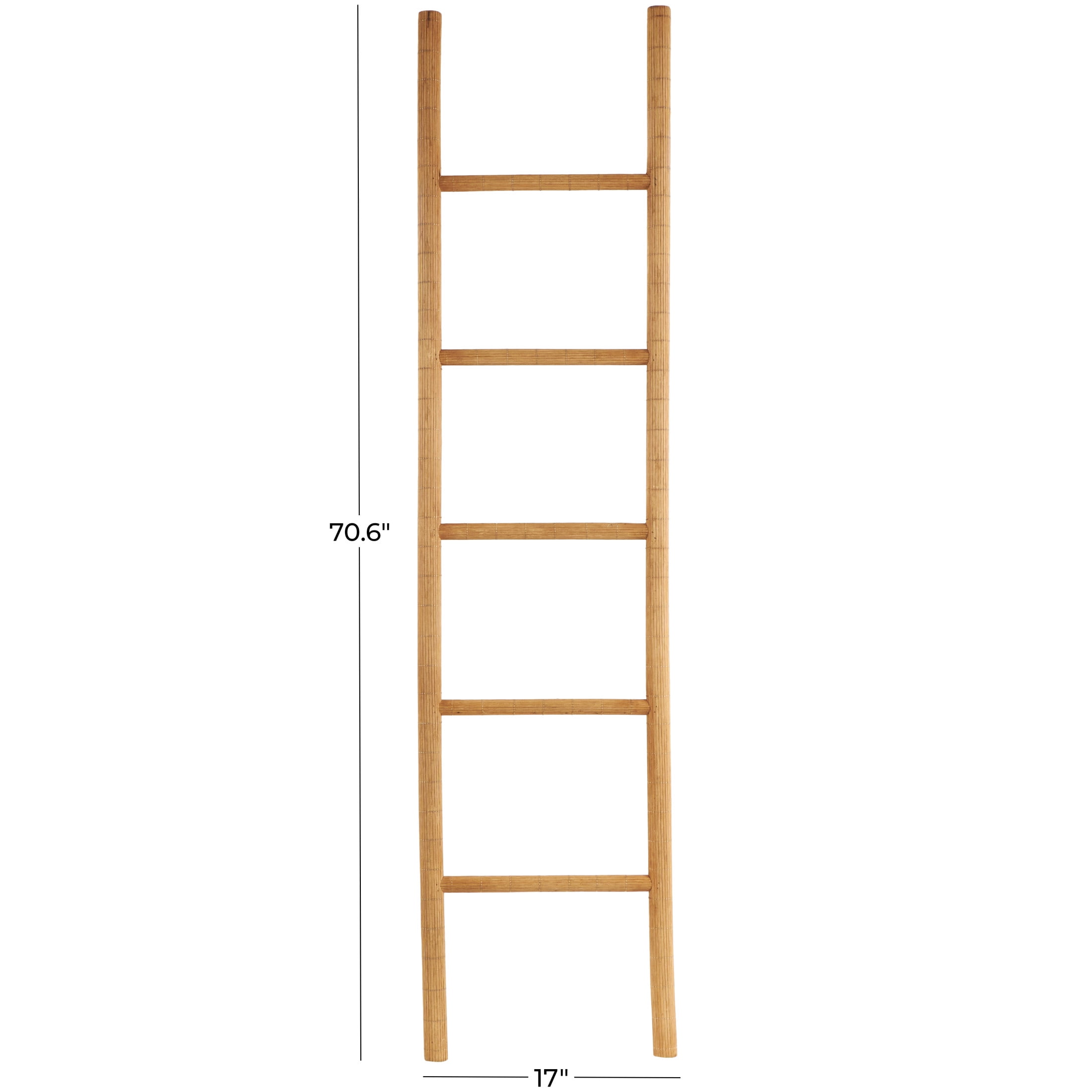 DecMode 17" x 71" Brown Wood Handmade 5 Rung Ladder, 1-Piece