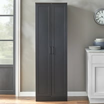 TMS Fletcher Modern Farmhouse Kitchen Pantry Cabinet, Black Finish