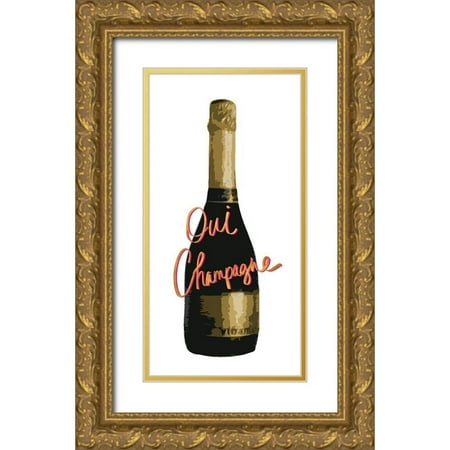 Coppel, Anna 11x18 Gold Ornate Wood Framed with Double Matting Museum Art Print Titled - Oui Champagne