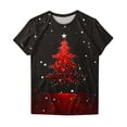 thumbnail image 5 of REORIAFEE Shirts Christmas Women Sparkly Xmas Tree Prints Short Sleeve T Shirt Round Neck Holiday Tees Casual Soft Tops Multicolor L, 5 of 5