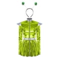 thumbnail image 3 of TiaoBug Women Metallic Alien Outfit Long Sleeve Front Zip Mock Neck Club Mini Dress with Alien Hair Hoop Green 4XL, 3 of 7
