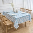 thumbnail image 2 of Winter Snowflake Tablecloth Rectanglar Blue and White Snowflake Table Cloth - Oblong Polyester Wonderland Table Cover for Christmas Winter Holiday Party Decoration Washable Waterproof, 60 x 120 Inch, 2 of 6