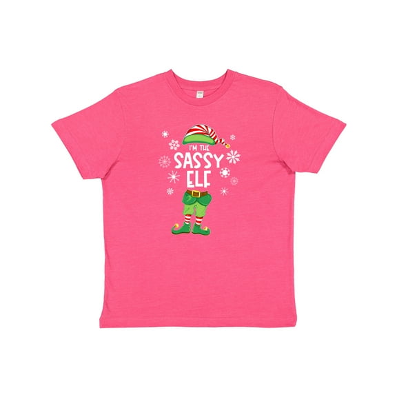 Inktastic Funny Christmas I'm the Sassy Elf with Shoes and Hat Youth T-Shirt