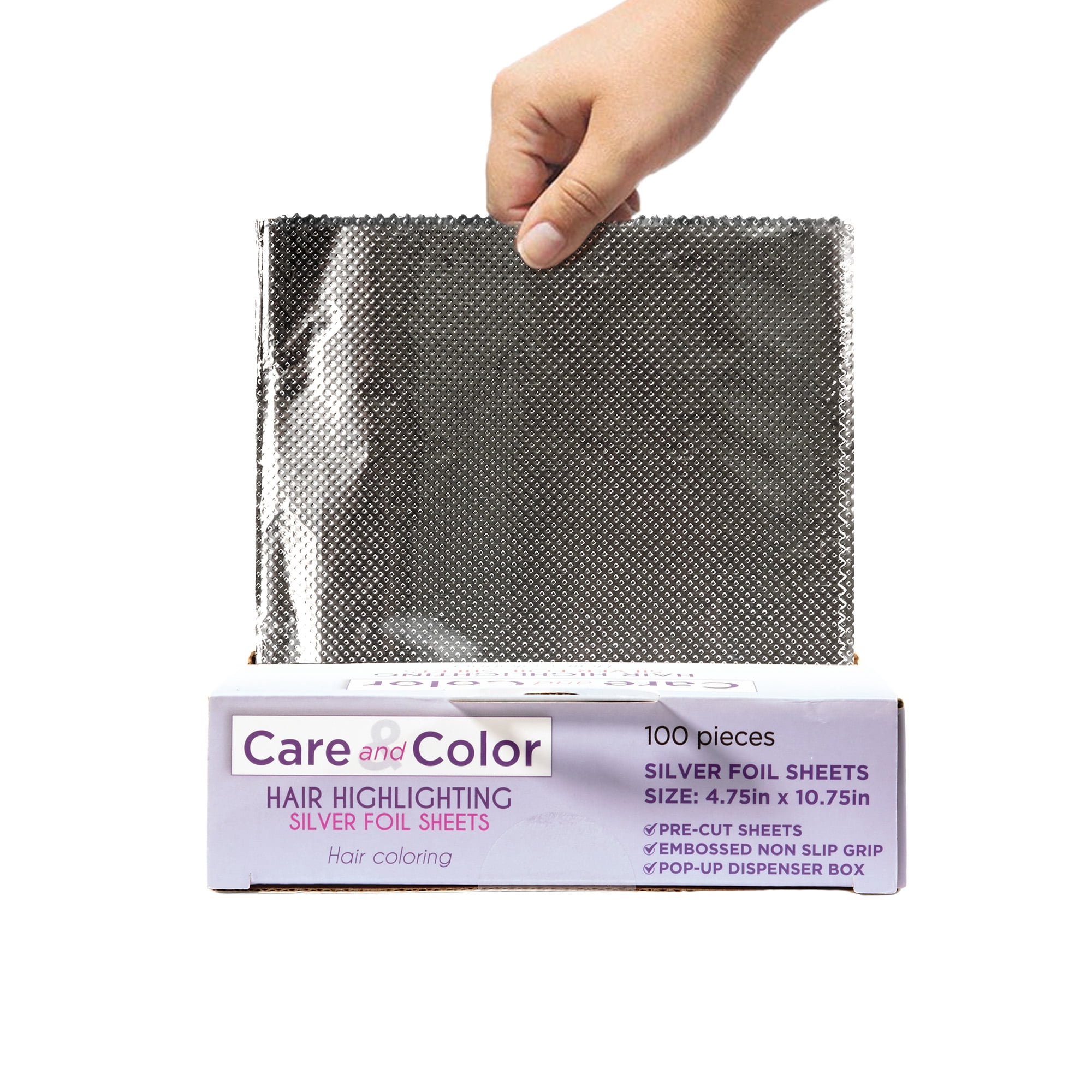 Care & Color Pre-Cut with Pop-Up Dispenser Foil Sheets Hair Coloring Medium, 100pc