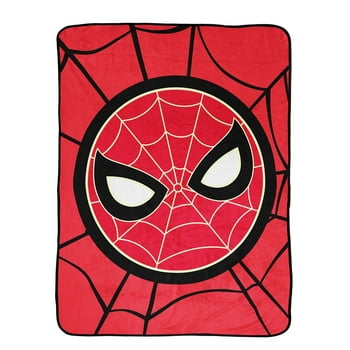 Spider-Man Web Head Glow In The Dark Kids Throw, 46 x 60, Microfiber, Red, Marvel