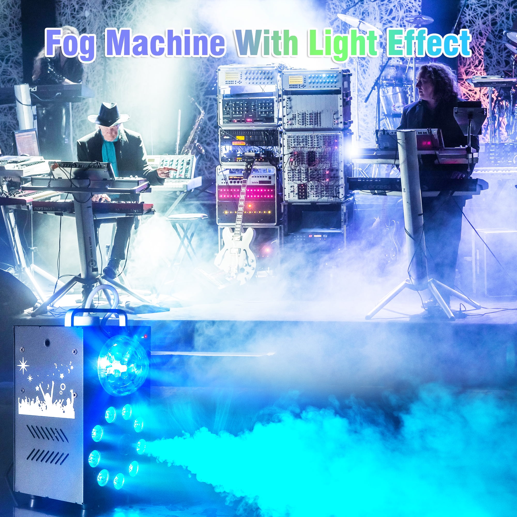 Easter Fog Machine 700W Smoke Machine with Controllable 9 LED Color Lights and Disco Ball Lights for Christmas Wedding Party