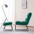 thumbnail image 6 of Mcombo Velvet Accent Chair with Ottoman, Metal Legs Club Chair for Living Room 0014 (Dark Green), 6 of 8