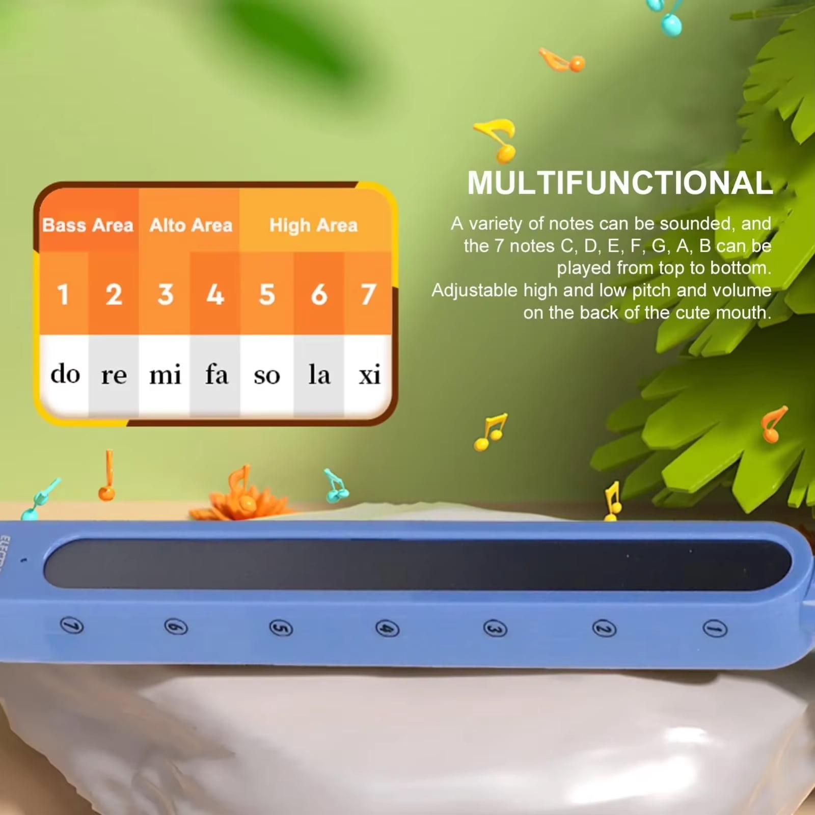 Otamatone Electronic Musical Instrument Synthesizer, Portable Tadpole Piano with 3 Pitches, STEM Music Toy for Kids