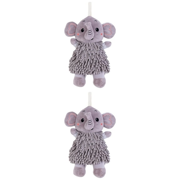 Unique Bargains 2 Pcs Elephant Hand Towel 7" x 11" Grey
