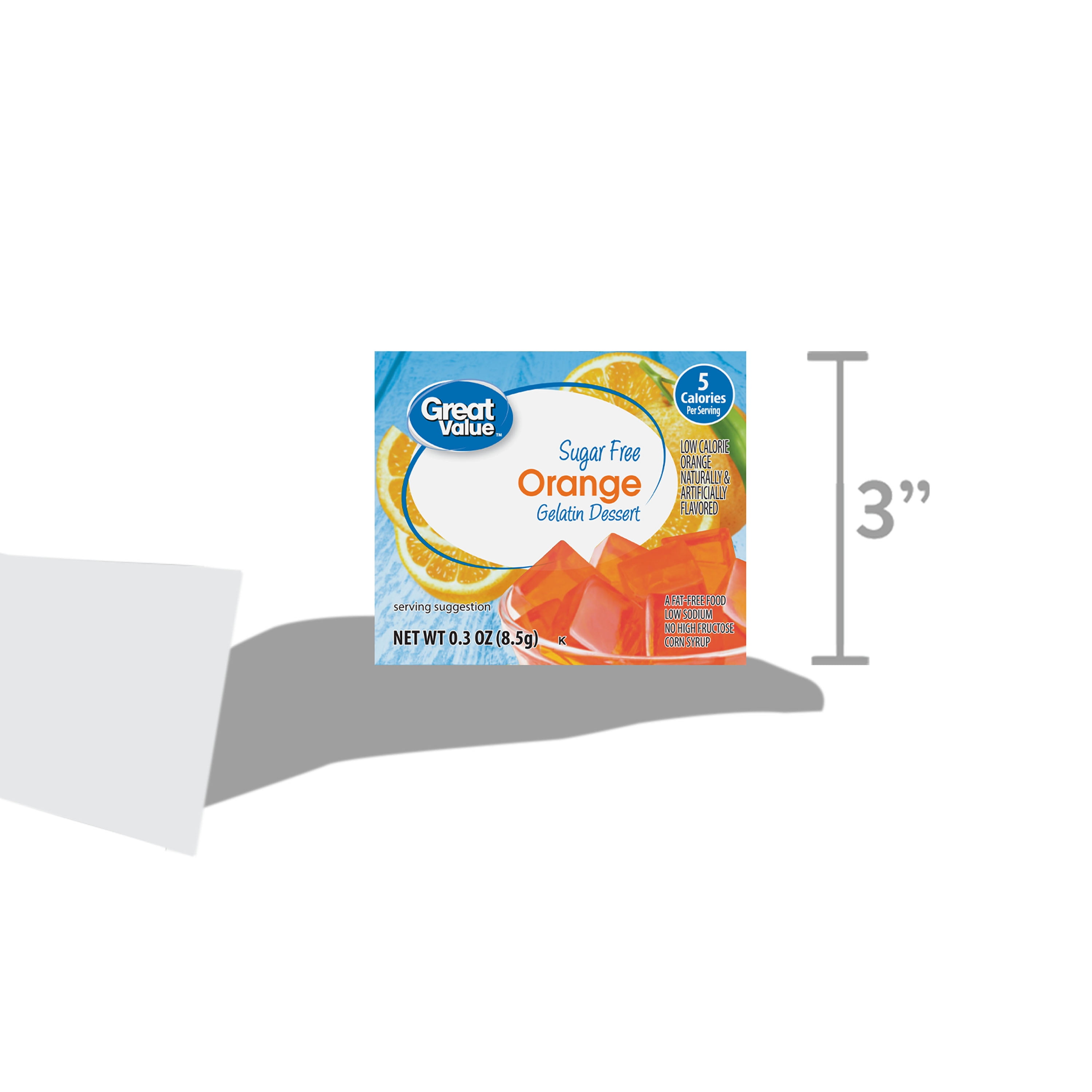 (6 pack) Great Value Sugar Free Orange Gelatin, 0.3 oz