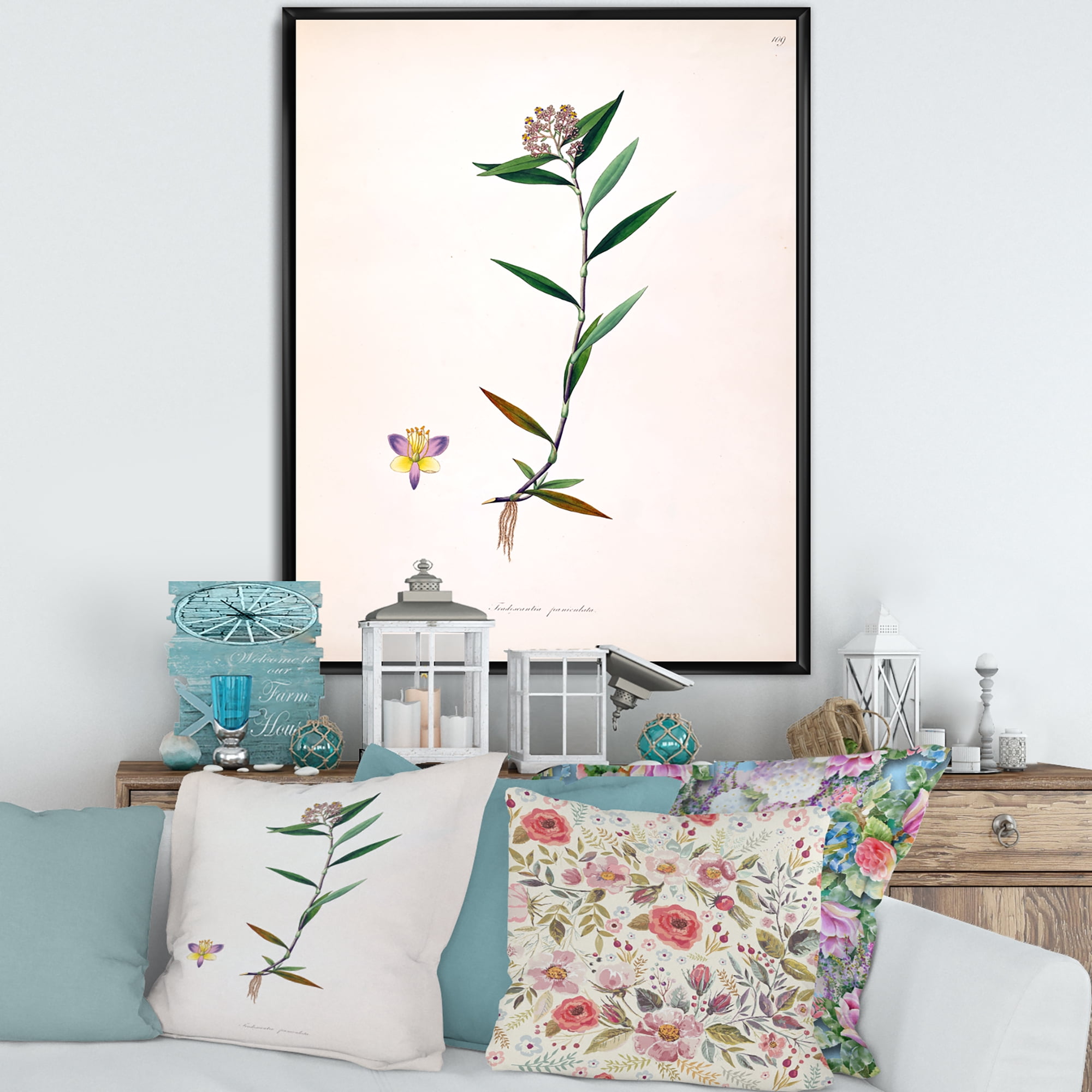 Designart 'Ancient Botanicals XIX' Farmhouse Framed Canvas Wall Art Print