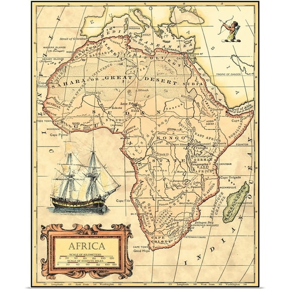 Great BIG Canvas | Rolled Vision Studio Poster Print entitled Africa Map