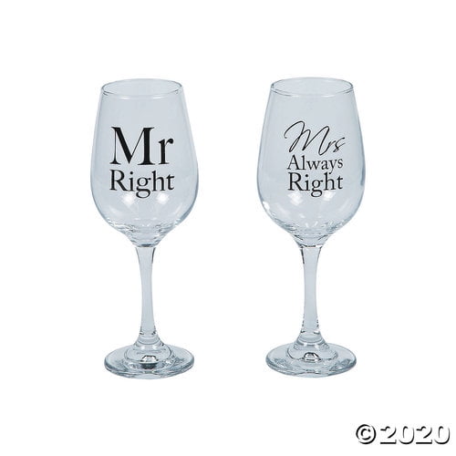 Right and Mrs Always Right Stemless Wine Glass and Beer Glass Funny Wedd... Details about   Mr 