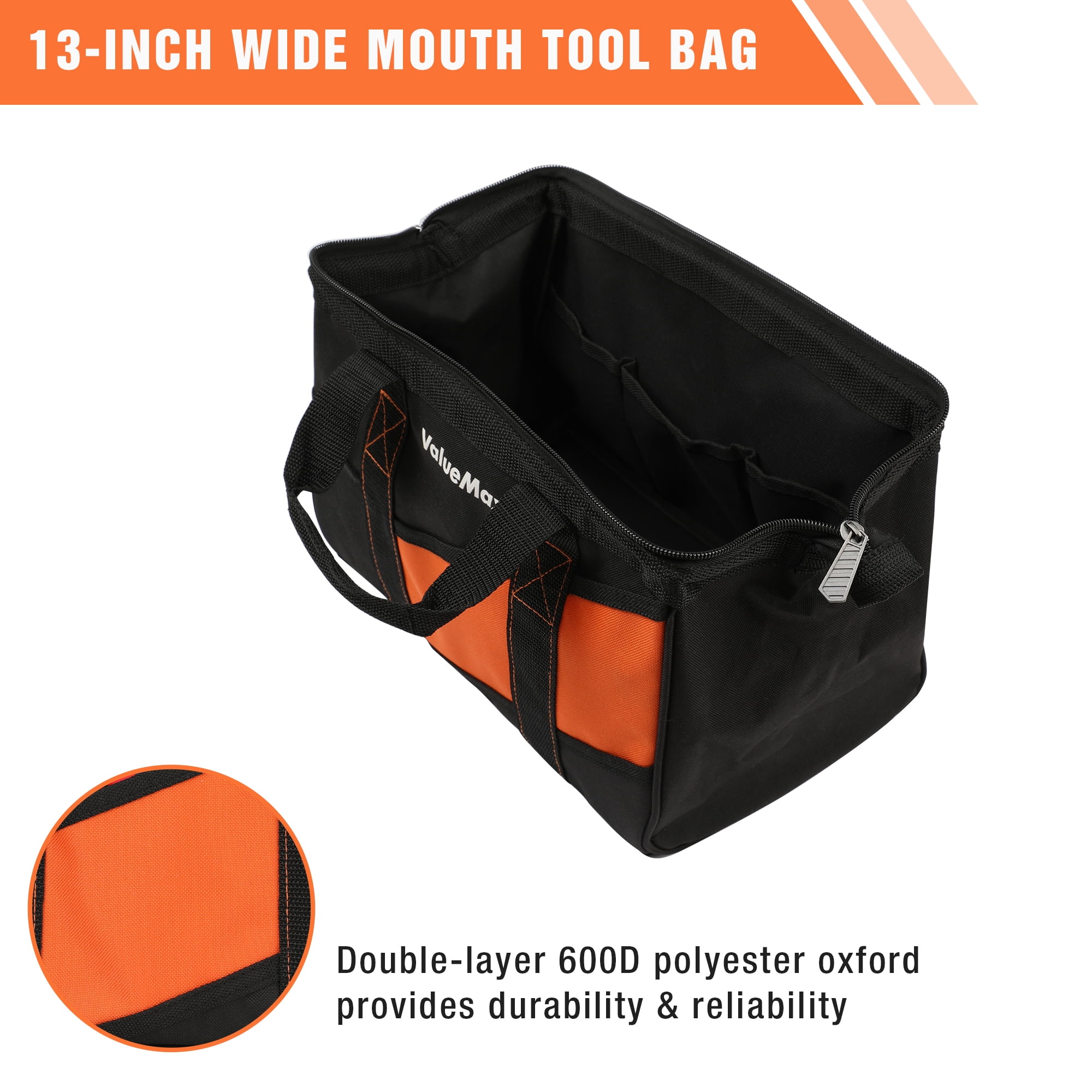 ValueMax 16-Inch Wide Mouth Tool Bag, Tool Organizer Tote Bag with ...