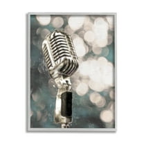 Stupell Industries Singing Microphone Musical Karaoke Mic Bokeh Photography,16 x 20, Design by Cloverfield & Co.