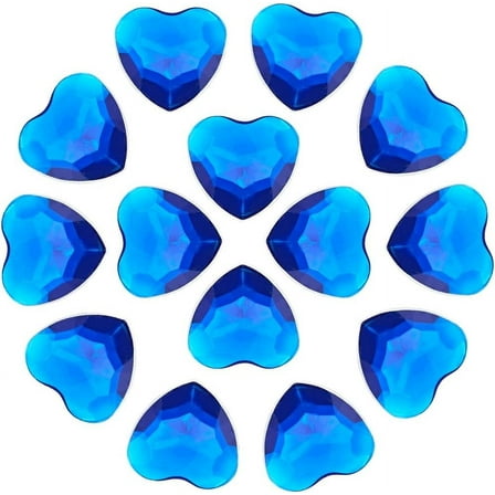 1 box 100pcs Blue Rhinestone Heart Shape Flat Back Faceted Acrylic Rhinestones Plastic Gems Costume Jewels Embellishments for Jewelry Making Sewing DIY Crafts Home Wedding Decoration