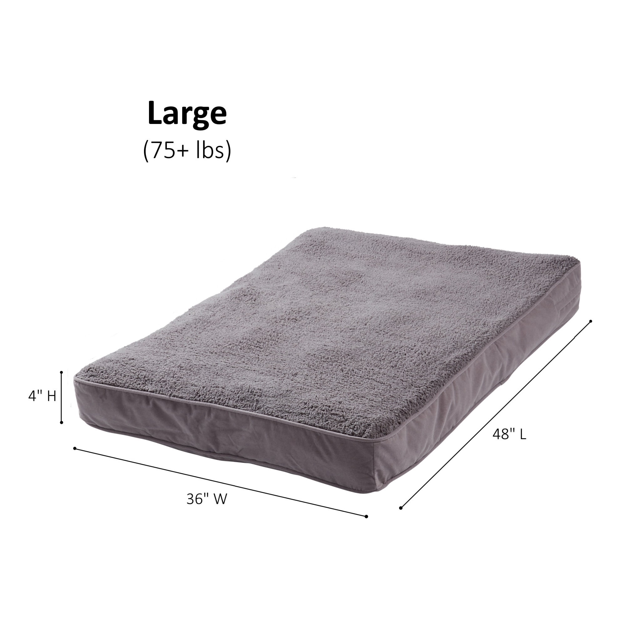 Happy Hounds Daisy Deluxe Sherpa Supportive Dog Bed, Gray, Large (48 x 36 in.)