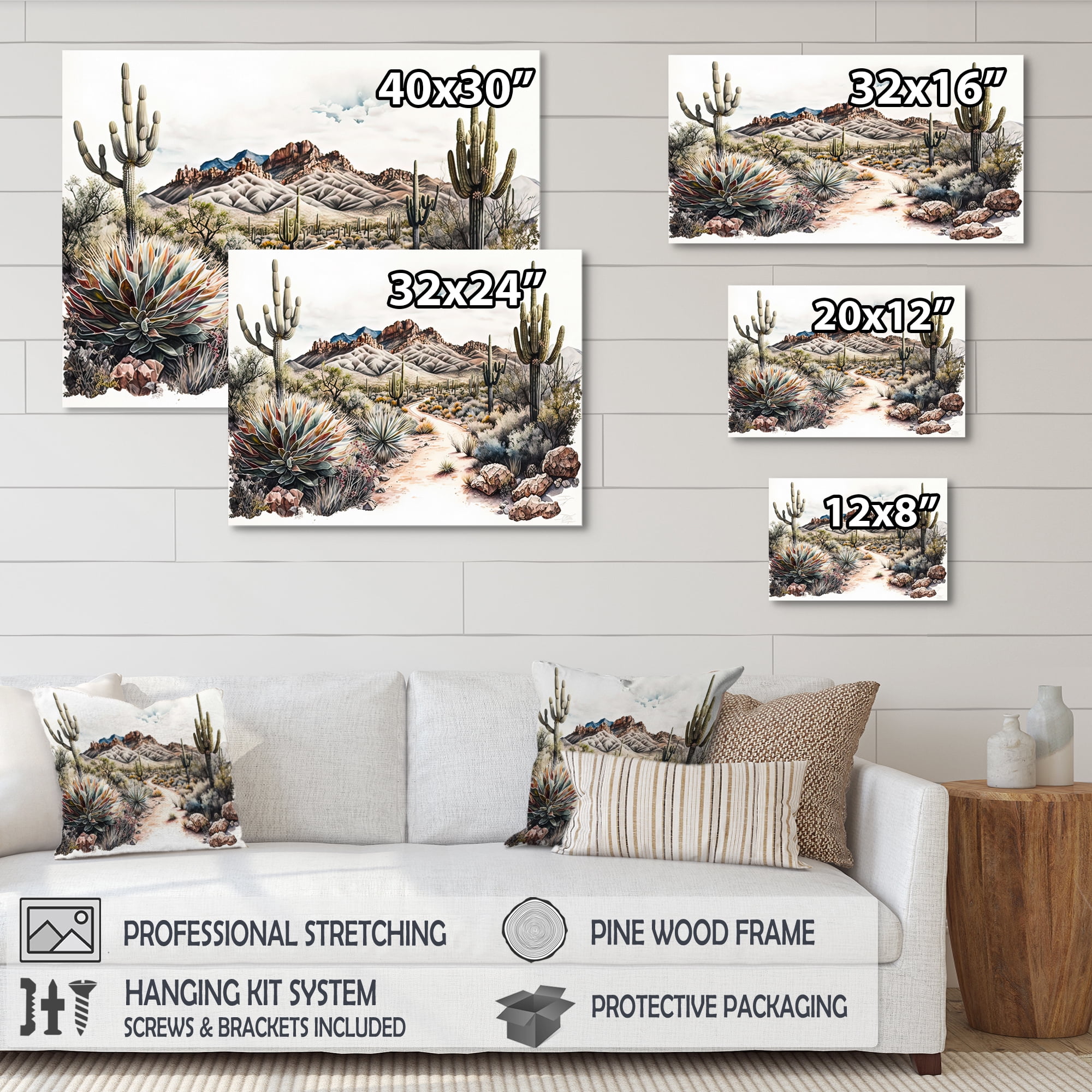 Designart Arizona Desert Scenery I Canvas Wall Art