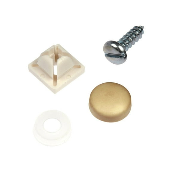 KarParts360 License Plate Fasteners | Metal, Plastic | Zinc Clear Finish | Gold, White Color | 12 By 3/4 Dimensions | 4 Pieces