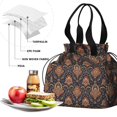 thumbnail image 4 of Pioneer Flower Floral Print Pattern Drawstring Lunch Bag Women - Drawstring Lunch Bag Insulated for Work Office - Stain-Resistant Large Lunchbags for Women with Multi-Pockets, 4 of 6