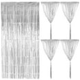 thumbnail image 1 of 2 cortinas metálicas con flecos de oropel para fiestas, cumpleaños y graduación., 1 of 5