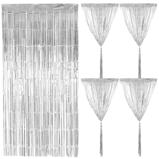 2 cortinas metálicas con flecos de oropel para fiestas, cumpleaños y graduación.