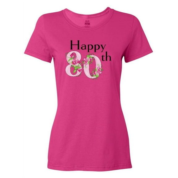 Inktastic Happy 80th Birthday with Roses Women's T-Shirt