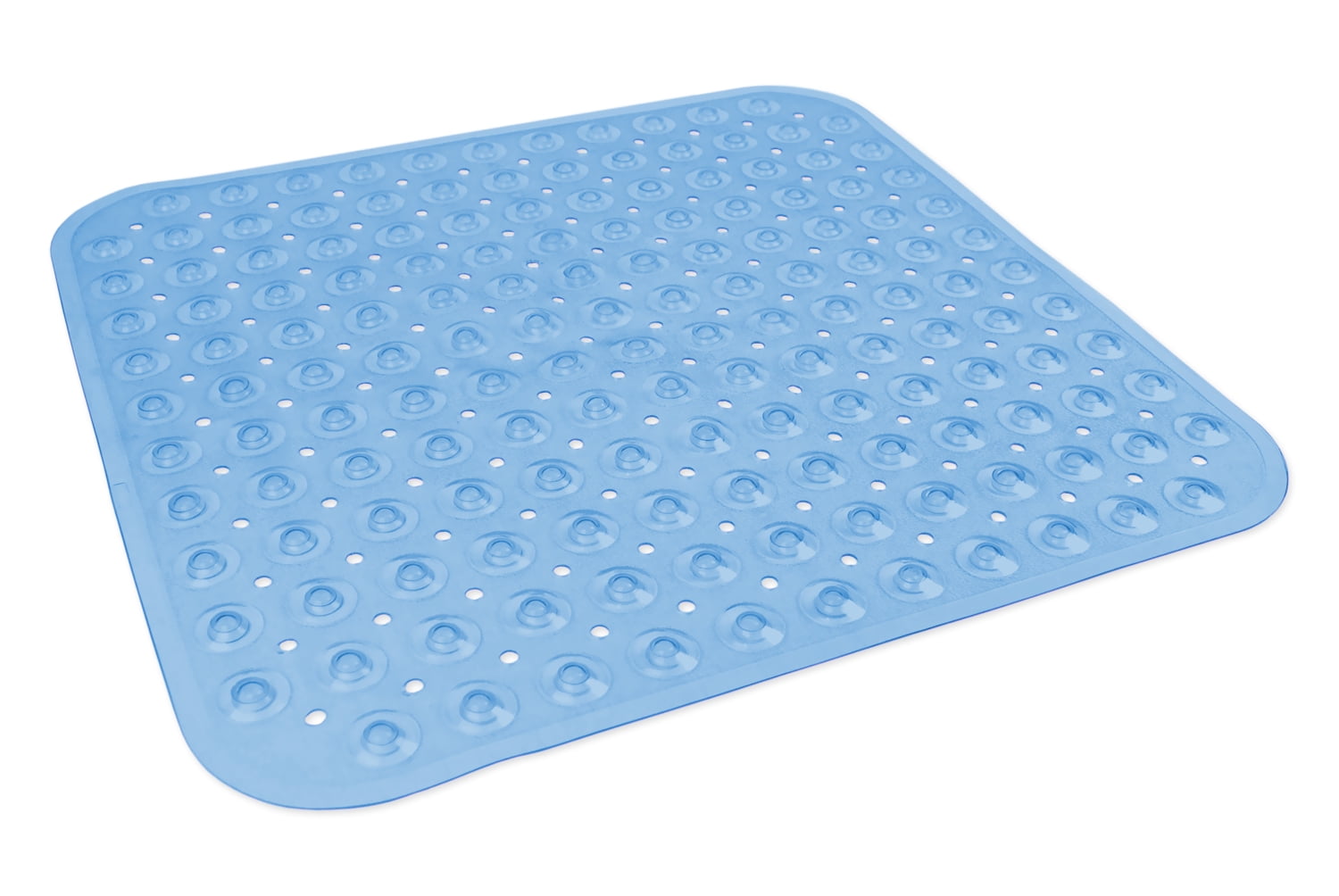 Blue Pebble Square Slip Resistant Bath Tub Mat with Round Edges 21.75