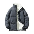 thumbnail image 2 of Lenago Quilted Jackets For Men With High Collar No Hoods Winter Parka Jackets Fleece Lining Thermal Winter Fashion Outerwear Comfortable Cozy Outerwear Thicken Puffer Jackets, 2 of 5