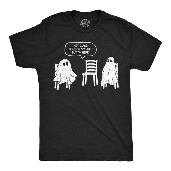 Mens Funny T Shirts Hey Guys I Forgot My Sheet But Im Here Sarcastic Halloween Ghost Tee for Men Graphic Tees