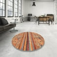 thumbnail image 4 of Ahgly Company Machine Washable Indoor Round Abstract Light Copper Gold Area Rugs, 7' Round, 4 of 7