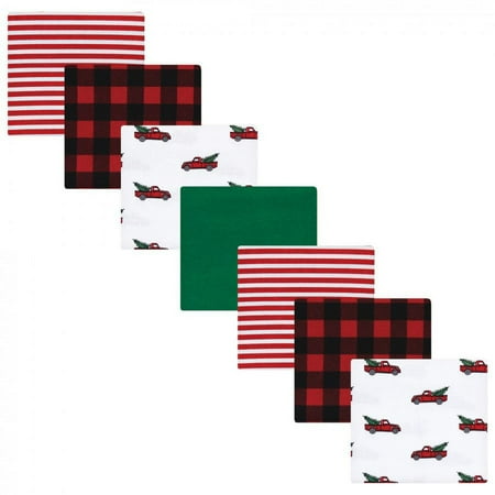 UPC: 0660168146240 | Hudson Baby Infant Boy Cotton Flannel Receiving Blankets Bundle Christmas Tree Truck One Size