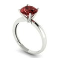 thumbnail image 2 of 2 ctw Solitaire Anniversary Ring for Women | Round Cut Natural Garnet | Hyperallergenic Solid 14K White Gold, 2 of 5