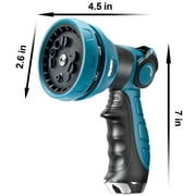 Tenozek Water Hose Nozzle Sprayer 10 Patterns Adjustable High Pressure Heavy Duty Metal Water Hose Sprayer for Garden (Blue)