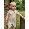 thumbnail image 4 of Cenuakty Baby Boy Plaid Romper Collared Short Sleeve Shorts Jumpsuit Casual Summer Clothes, 4 of 9