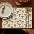 thumbnail image 5 of Beige Highland Cow Flower Pajama Pattern Summer Placemats Table Placemats Set Of 4-Linen Kitchen Washable Placemats Table Mats 11.8"x17.7" Non-Slip Heat Resistant, 5 of 6