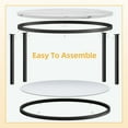 thumbnail image 4 of DWVO White Marble Round Coffee Table with Glass, 2-Tier Circle Coffee Table with Storage, White & Black, 4 of 6