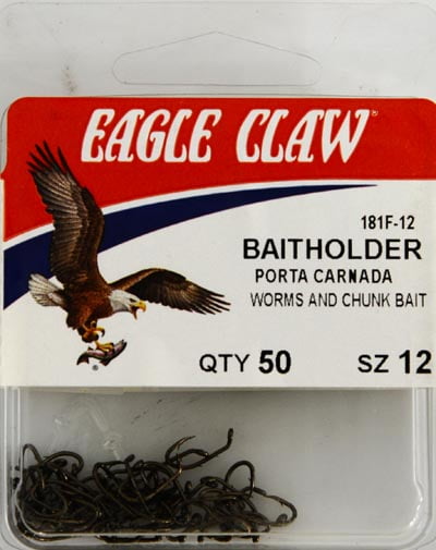 Worm and Chunk Bait Eagle Claw Bronze Baitholder Fish Hook Pack of 50 Size 6 