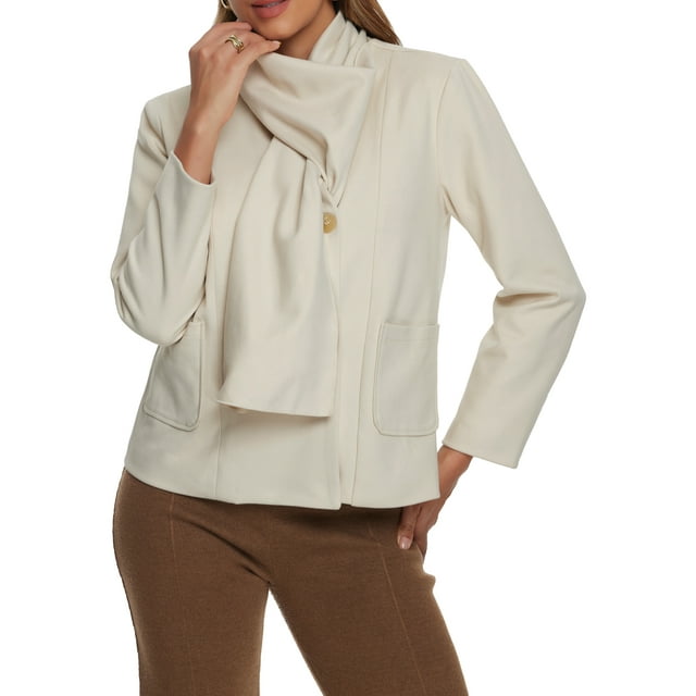 Abrigo de doble botonadura de INSPIRE CHIC para mujer con bufanda, abrigo de moda de invierno