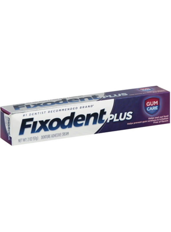 Fixodent Plus Denture Adhesive Cream 2 oz (Pack of 2)